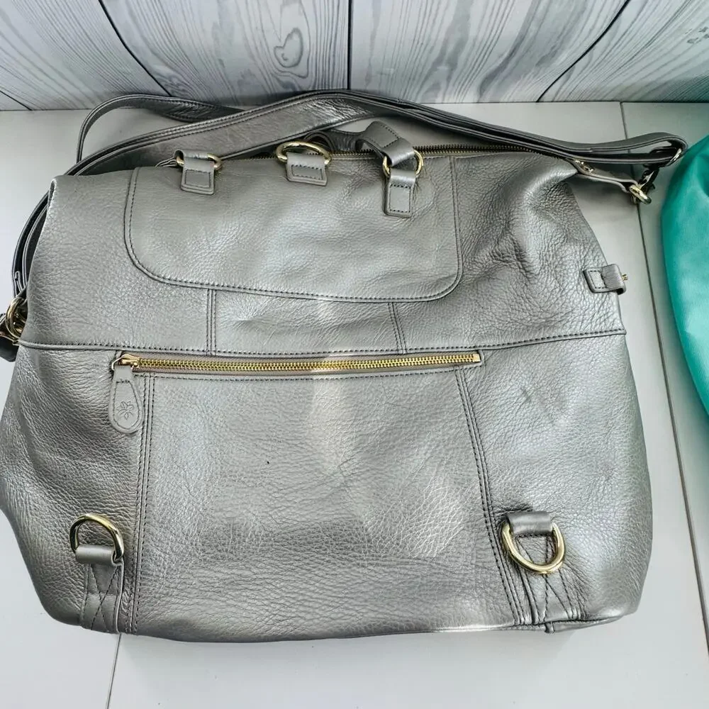 HTF Retired Leather Lily Jade Galena Shaylee Gold Purse/Backpack Diaper Bag